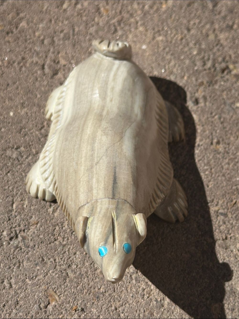 Zuni Badger Fetish Carving with Turquoise Eye Details